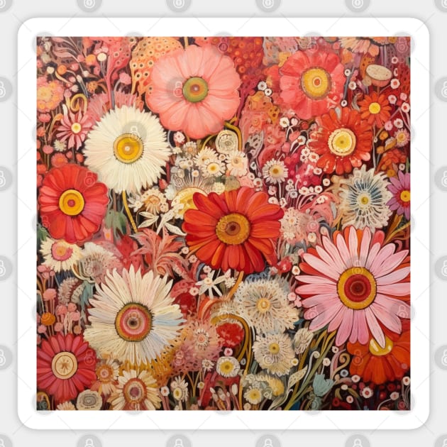 Bright Flowers Bold Pattern Sticker by EpicFoxArt